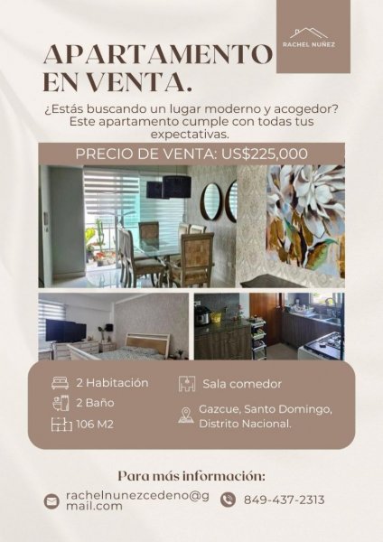 Apartamento de 2 Habitaciones en Venta en Gazcue. 