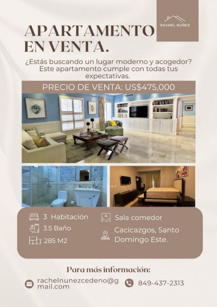 Apartamento de 3 Habitaciones en Venta en Cacicazgos. 