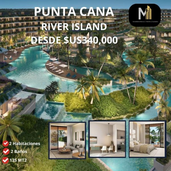 Vendo apartamentos tipo estudio RIVER ISLAND en Punta Cana 