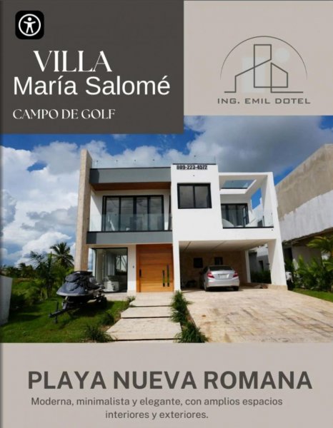 Vendo villa frente al campo de golf en Playa Nueva Romana